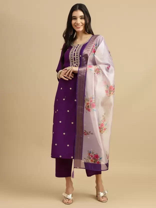 Self Design kurta set With Dupatta