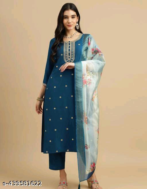 Self Design kurta set With Dupatta